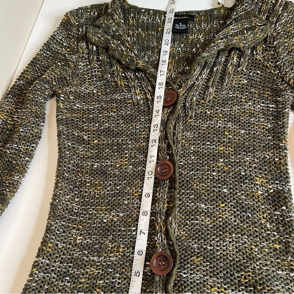 BCBGmaxazria Crochet Knit Button Down Confetti Sweater - Picture 8 of 9